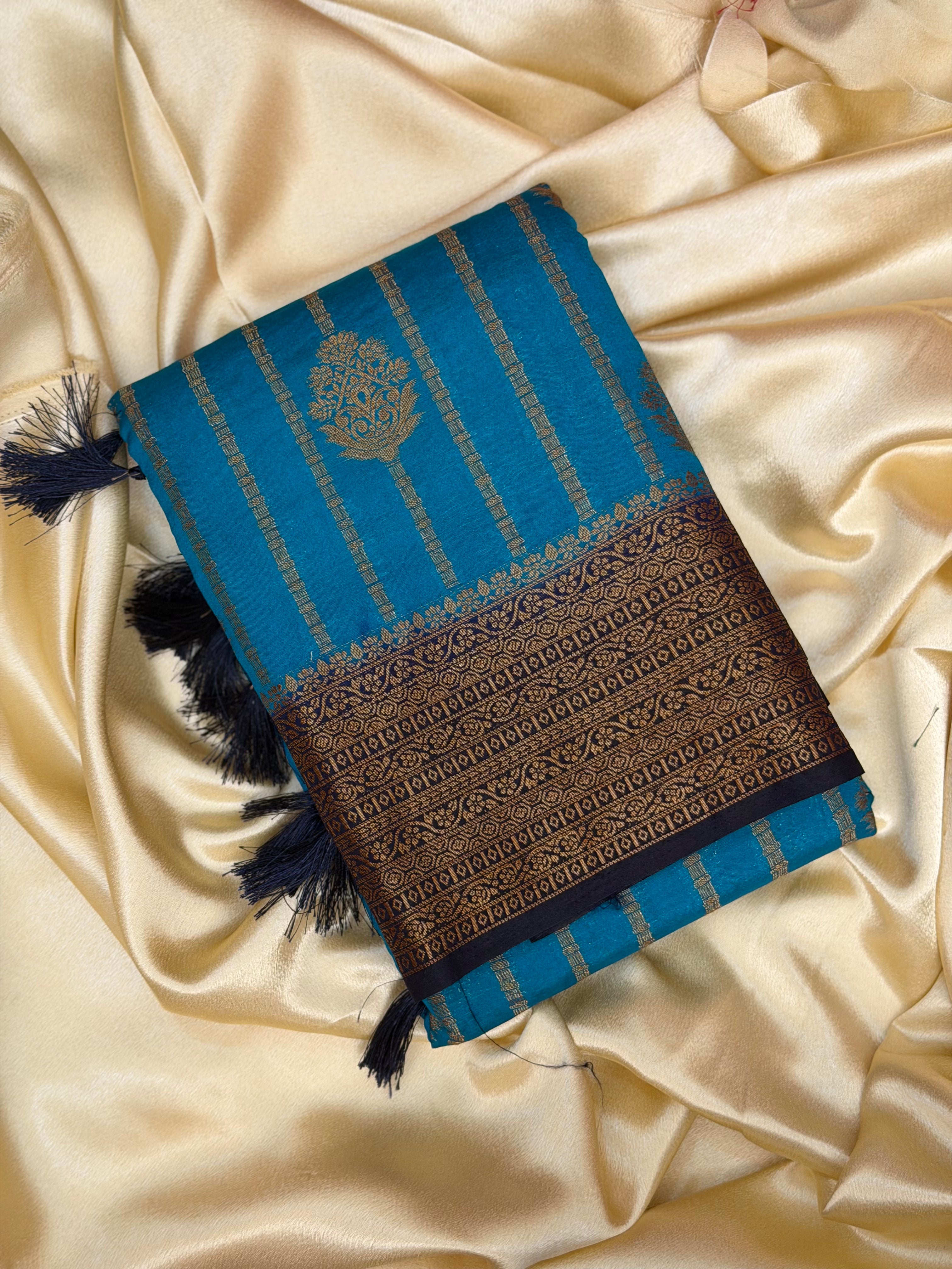 CHANDRA BLUE:SEMI BANARASI SAREE