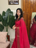 ALICE DEEP PINK:PREMIUM LINEN JUTE SAREE - aurimo.inALICE DEEP PINK:PREMIUM LINEN JUTE SAREE