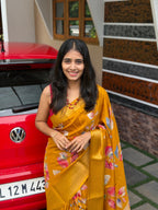ASHA YELLOW: CHANDERI SILK SAREE YELLOW - aurimo.inASHA YELLOW: CHANDERI SILK SAREE YELLOW