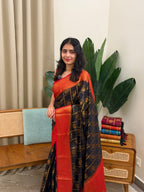 AYILYAM BLACK AND RED:SEMI BANARASI SAREE - aurimo.inAYILYAM BLACK AND RED:SEMI BANARASI SAREE
