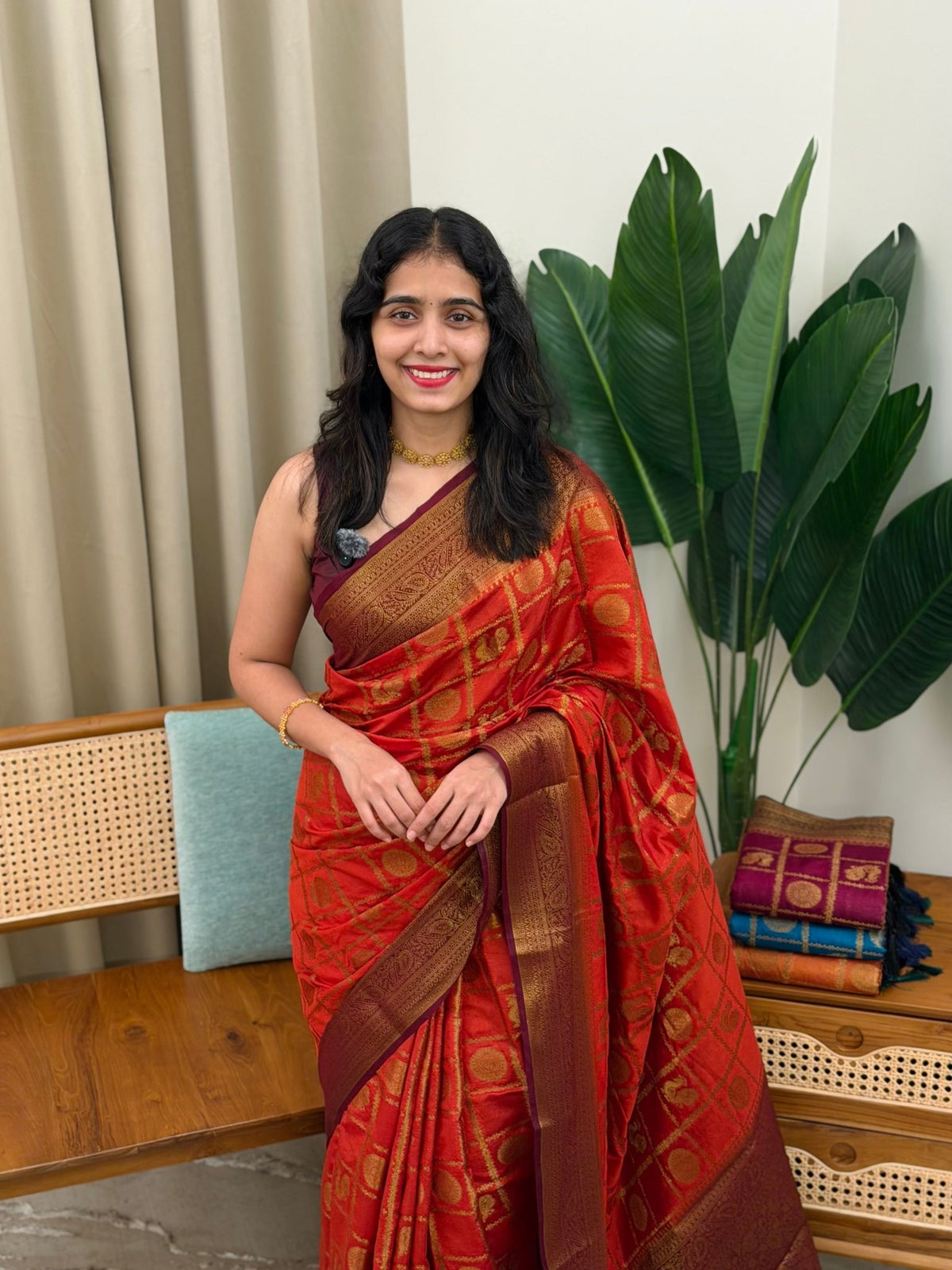 AYILYAM ORANGE AND BROWN:SEMI BANARASI SAREE - aurimo.inAYILYAM ORANGE AND BROWN:SEMI BANARASI SAREE