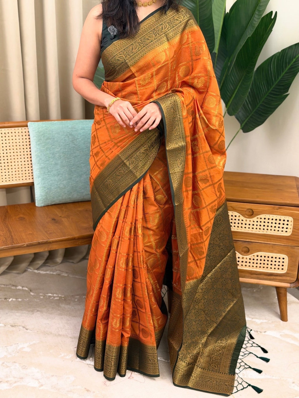 AYILYAM YELLOW:SEMI BANARASI SAREE - aurimo.inAYILYAM YELLOW:SEMI BANARASI SAREE