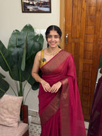 BHAMA MAGENTA:PREMIUM LINEN JUTE SAREE - aurimo.inBHAMA MAGENTA:PREMIUM LINEN JUTE SAREE
