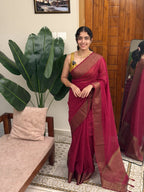 BHAMA MAGENTA:PREMIUM LINEN JUTE SAREE - aurimo.inBHAMA MAGENTA:PREMIUM LINEN JUTE SAREE