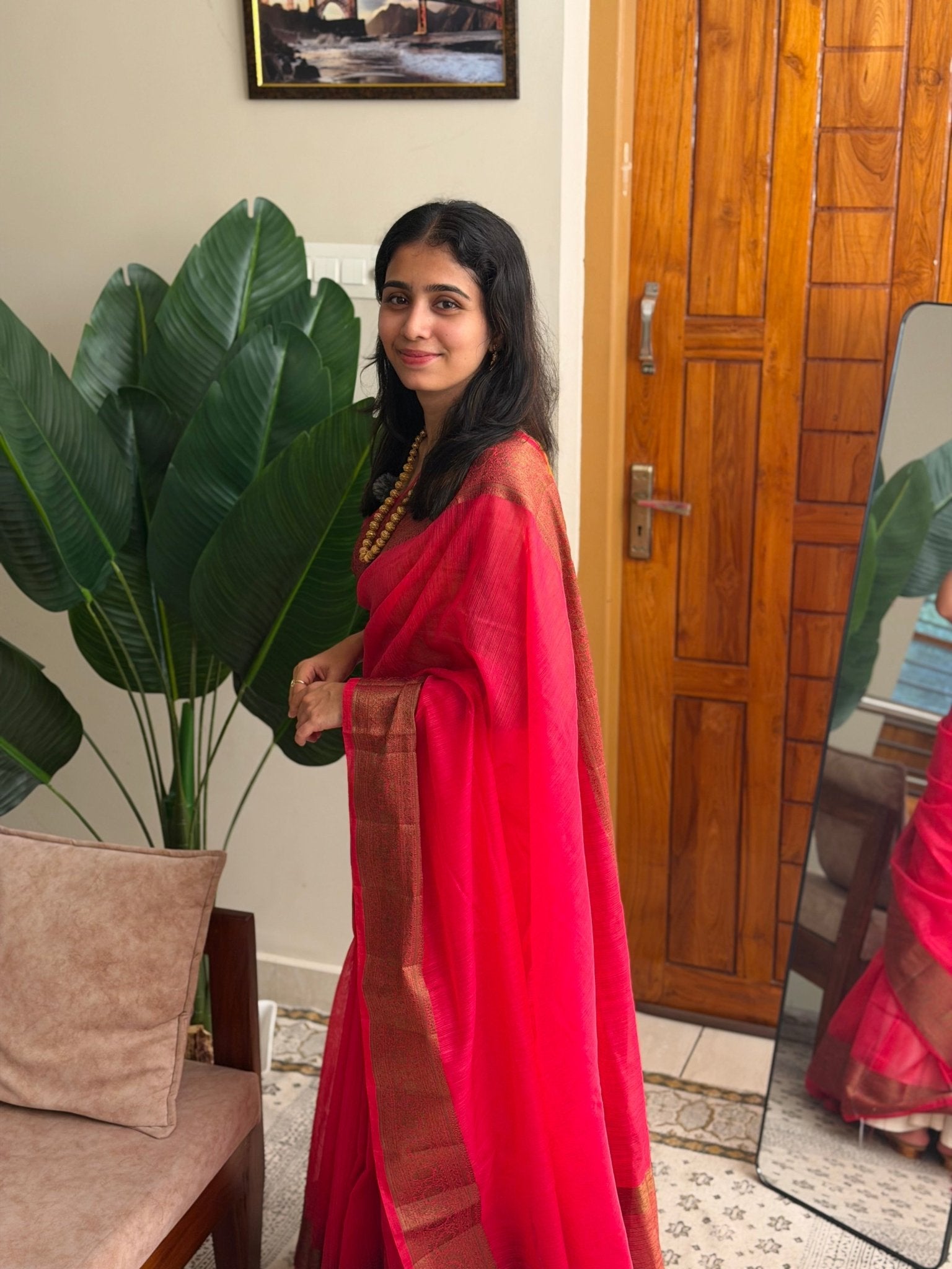 BHAMA PINK:PREMIUM LINEN JUTE SAREE - aurimo.inBHAMA PINK:PREMIUM LINEN JUTE SAREE