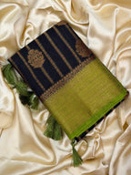 CHANDRA BLACK:SEMI BANARASI SAREE - aurimo.inCHANDRA BLACK:SEMI BANARASI SAREE