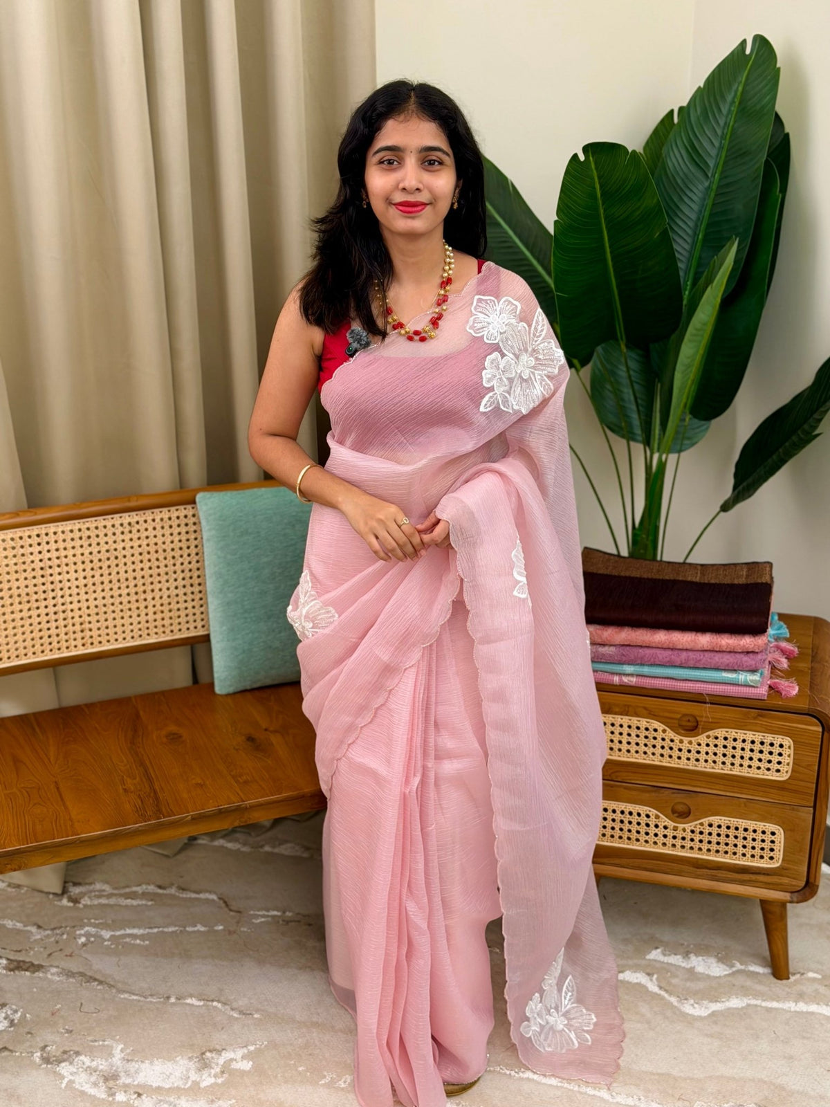 EVA PINK:PREMIUM CRUSHED ORGANZA SAREE - aurimo.inEVA PINK:PREMIUM CRUSHED ORGANZA SAREE