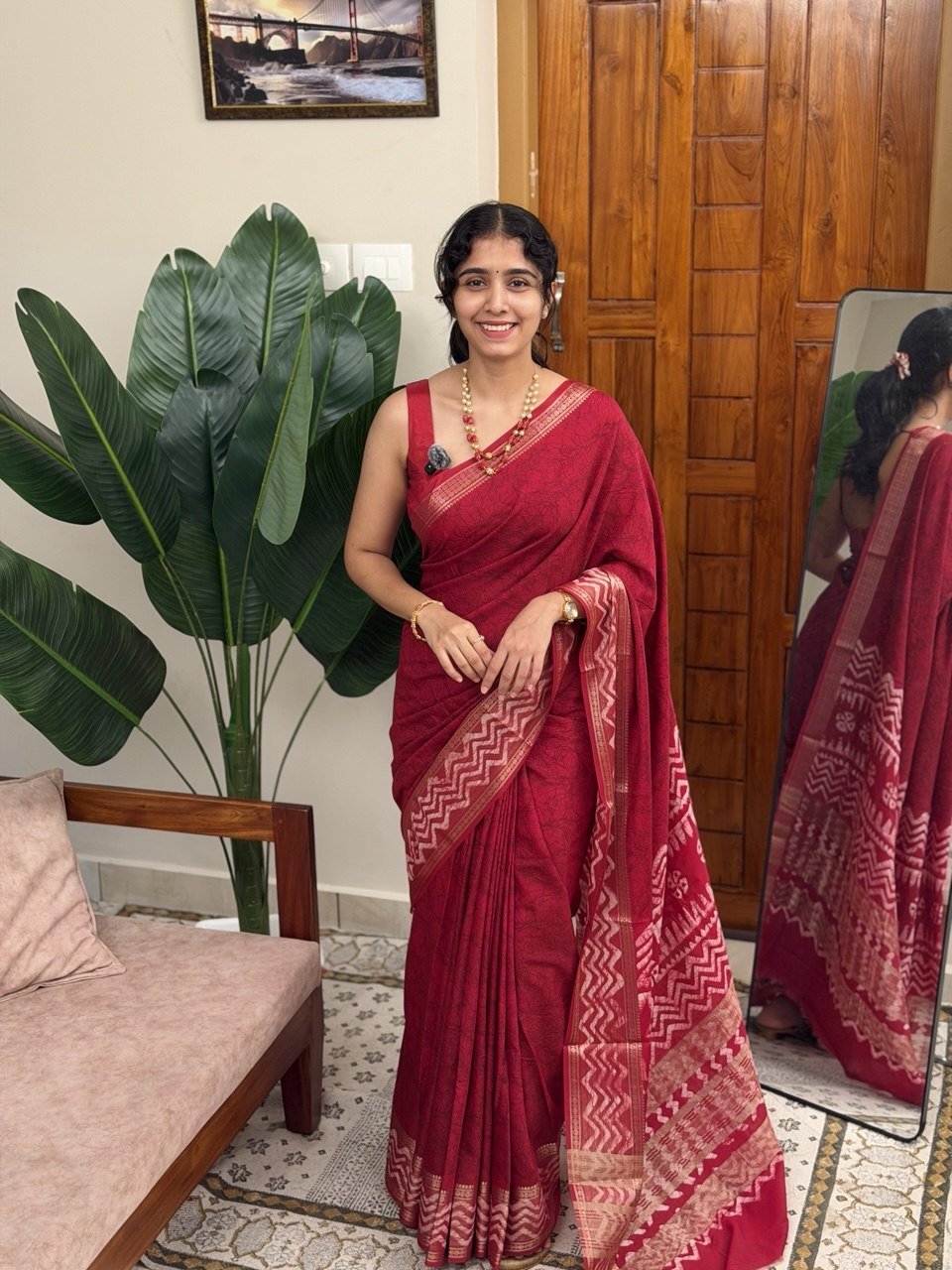 FIDA DEEP RED:SEMI DOLA SILK SAREE (FULL BODY DESIGN) - aurimo.inFIDA DEEP RED:SEMI DOLA SILK SAREE (FULL BODY DESIGN)