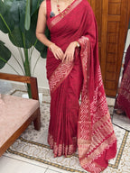 FIDA DEEP RED:SEMI DOLA SILK SAREE (FULL BODY DESIGN) - aurimo.inFIDA DEEP RED:SEMI DOLA SILK SAREE (FULL BODY DESIGN)