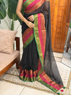 HEMA BLACK:MUL COTTON SAREE - aurimo.inHEMA BLACK:MUL COTTON SAREE