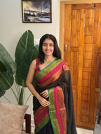 HEMA BLACK:MUL COTTON SAREE - aurimo.inHEMA BLACK:MUL COTTON SAREE
