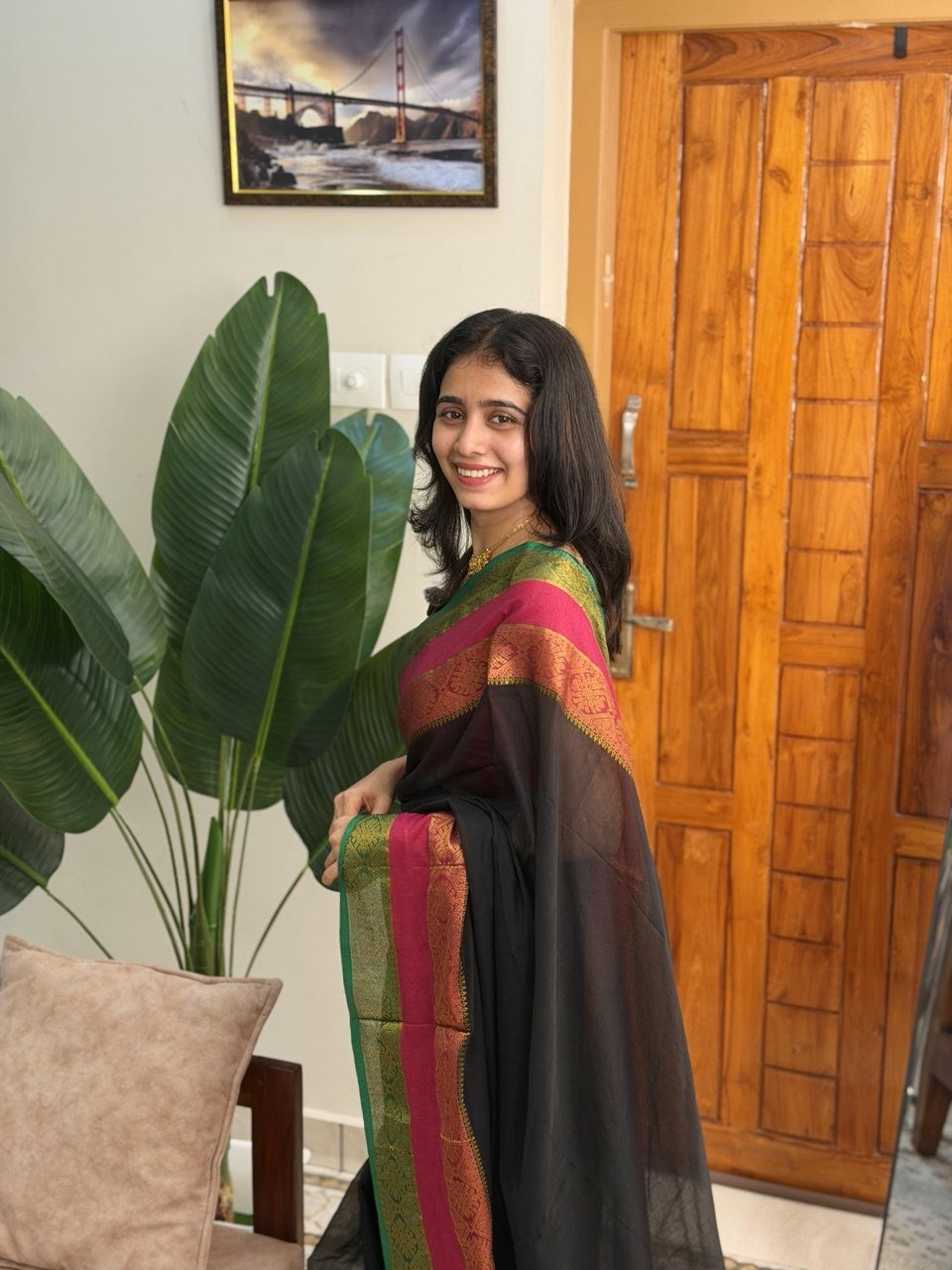 HEMA BLACK:MUL COTTON SAREE - aurimo.inHEMA BLACK:MUL COTTON SAREE