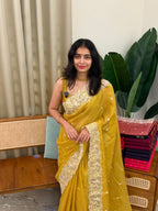 INDULEKHA YELLOW:PREMIUM NET KOTA SAREE - aurimo.inINDULEKHA YELLOW:PREMIUM NET KOTA SAREE