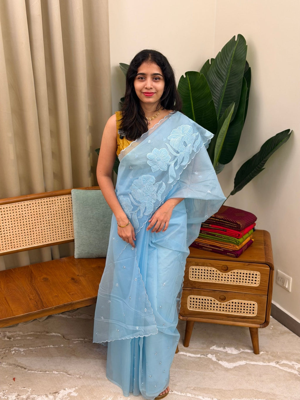 ISHANI BLUE:PREMIUM ORGANZA SAREE - aurimo.inISHANI BLUE:PREMIUM ORGANZA SAREE