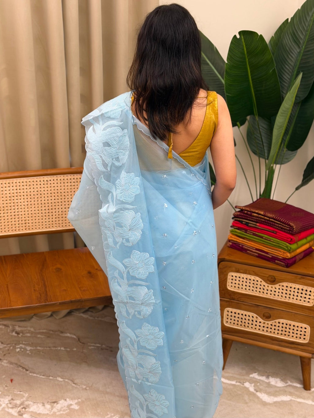 ISHANI BLUE:PREMIUM ORGANZA SAREE - aurimo.inISHANI BLUE:PREMIUM ORGANZA SAREE