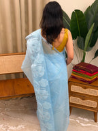 ISHANI BLUE:PREMIUM ORGANZA SAREE - aurimo.inISHANI BLUE:PREMIUM ORGANZA SAREE