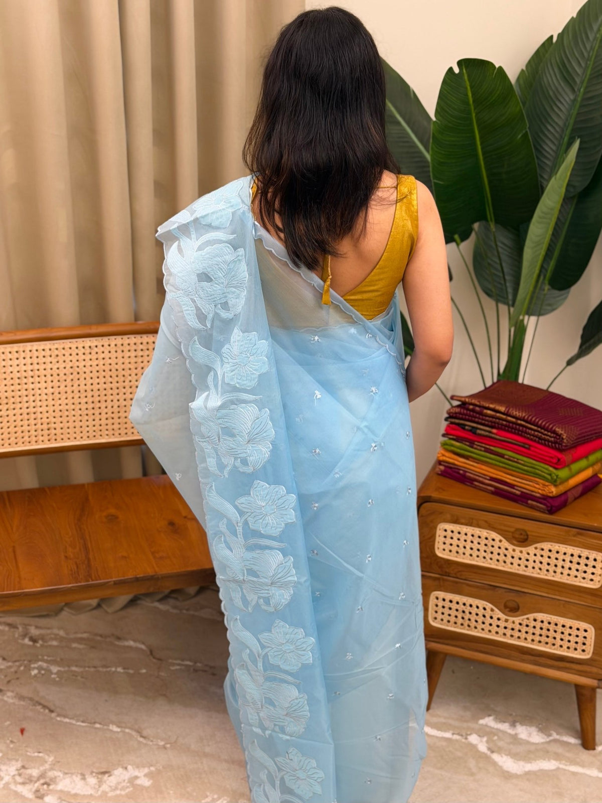 ISHANI BLUE:PREMIUM ORGANZA SAREE - aurimo.inISHANI BLUE:PREMIUM ORGANZA SAREE