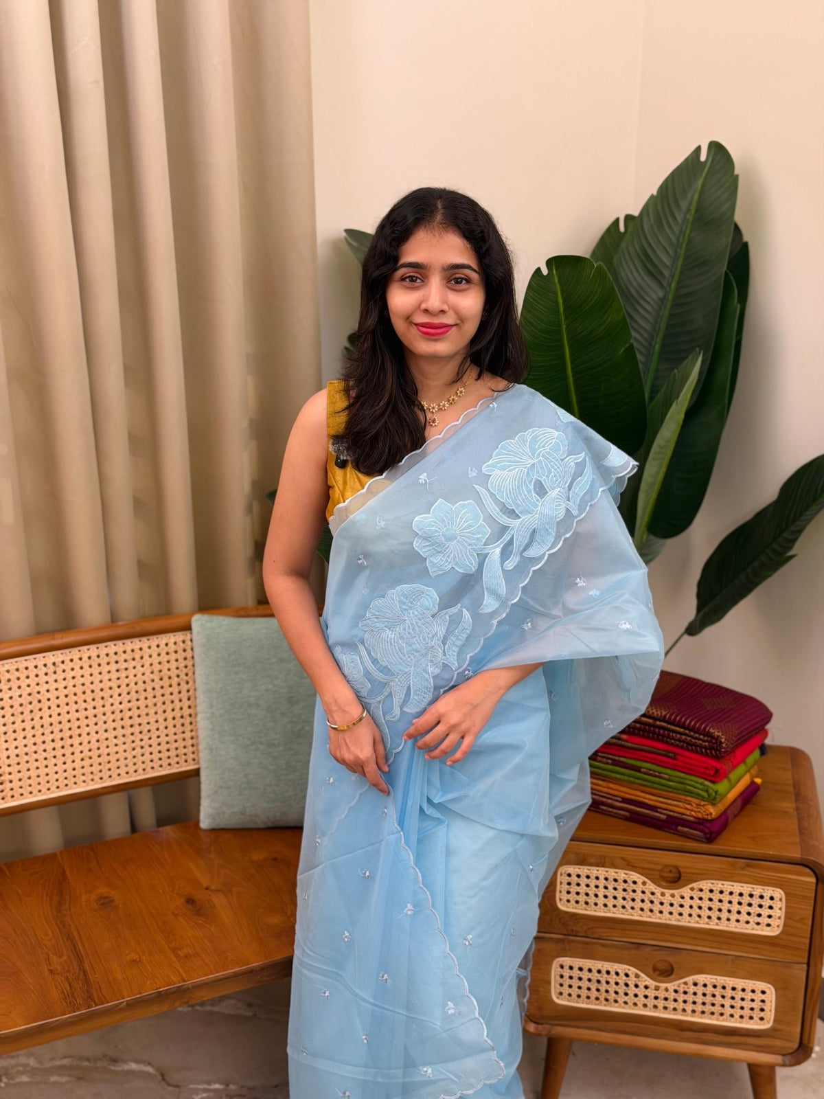 ISHANI BLUE:PREMIUM ORGANZA SAREE - aurimo.inISHANI BLUE:PREMIUM ORGANZA SAREE
