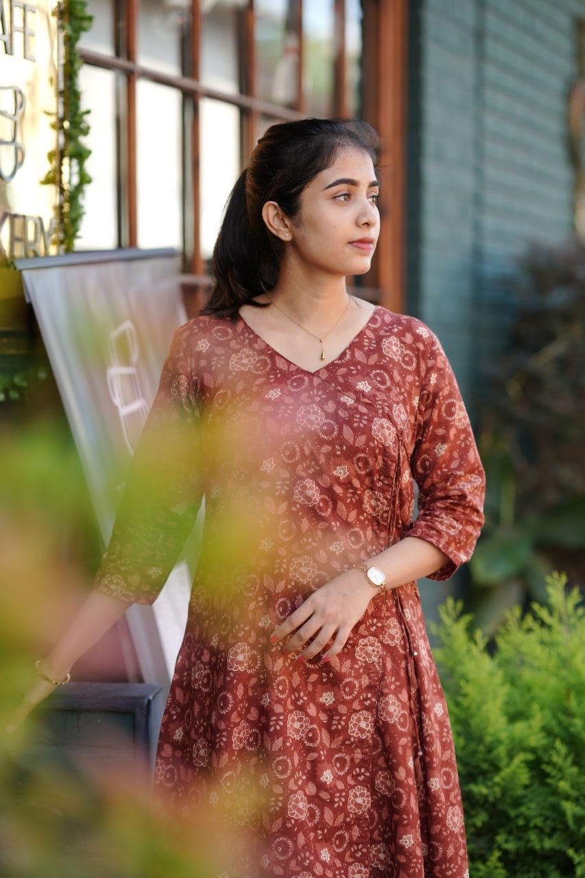 JUNE BROWN:PREMIUM COTTON WRAP KURTA - aurimo.inJUNE BROWN:PREMIUM COTTON WRAP KURTA