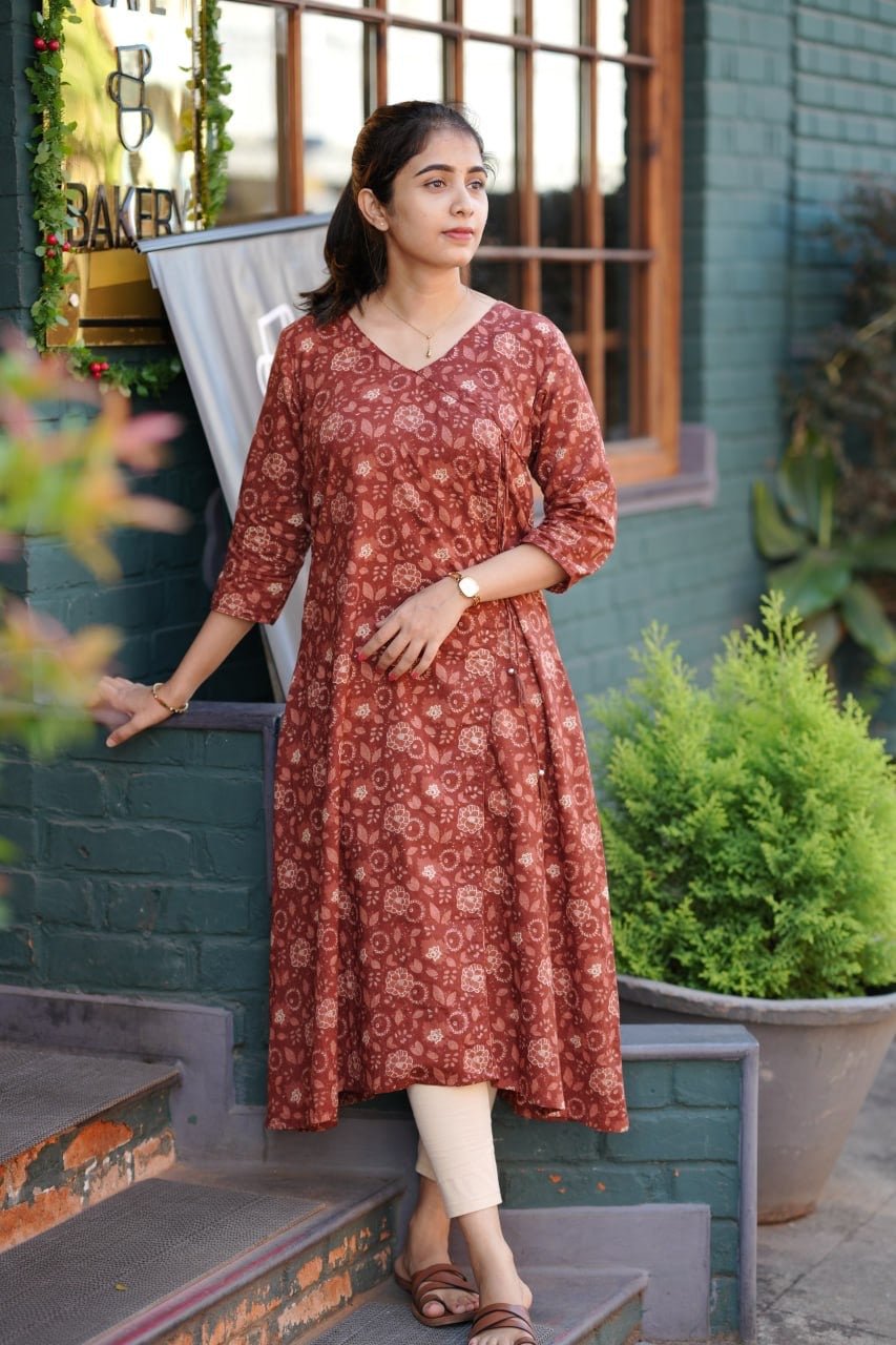 JUNE BROWN:PREMIUM COTTON WRAP KURTA - aurimo.inJUNE BROWN:PREMIUM COTTON WRAP KURTA