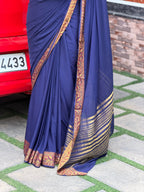 KANI BLUE:SEMI CREPE SILK SAREE - aurimo.inKANI BLUE:SEMI CREPE SILK SAREE