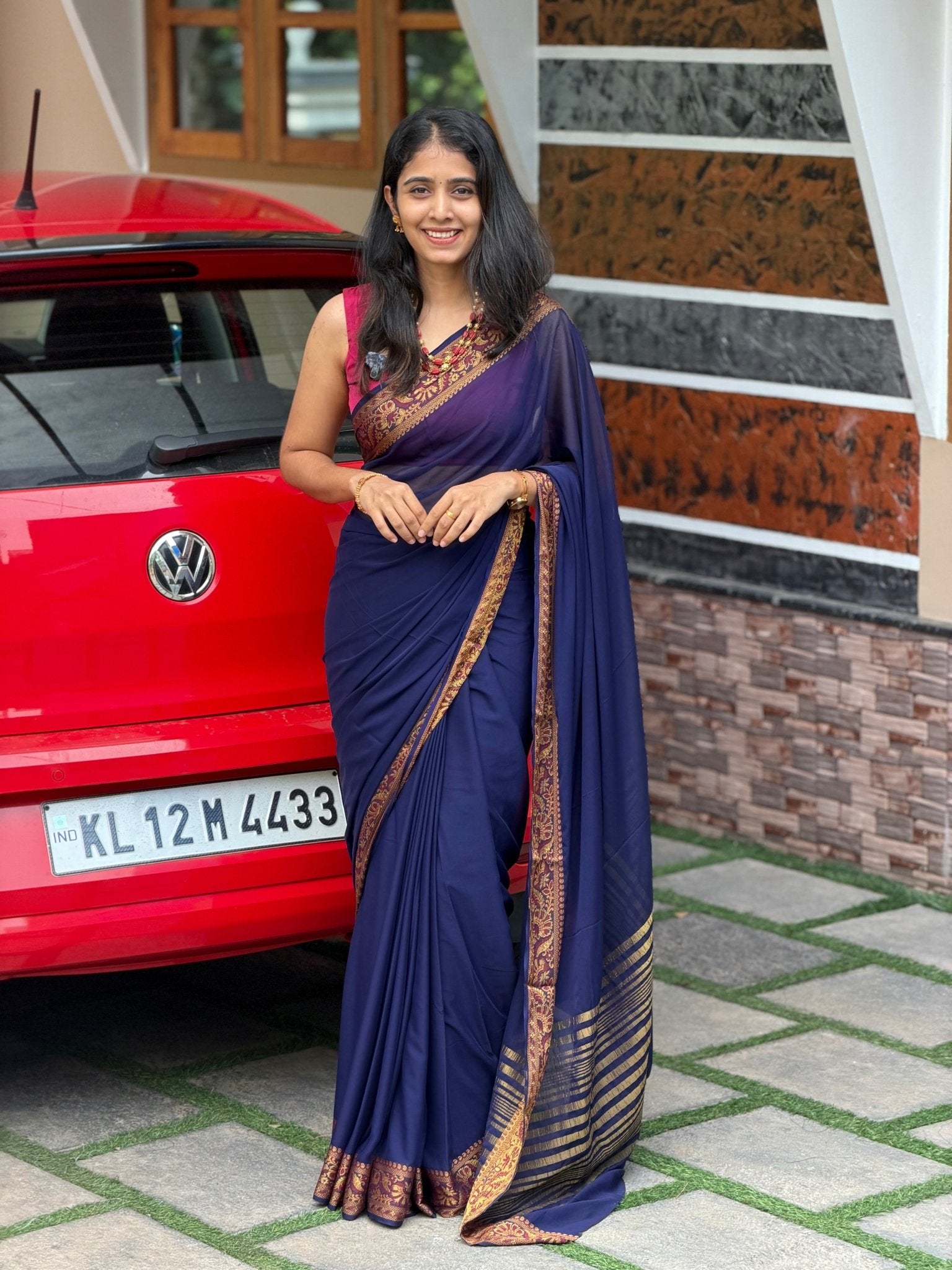 KANI BLUE:SEMI CREPE SILK SAREE - aurimo.inKANI BLUE:SEMI CREPE SILK SAREE