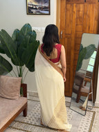 KANI CREAM: SEMI CHIFFON CREPE SILK SAREE - aurimo.inKANI CREAM: SEMI CHIFFON CREPE SILK SAREE
