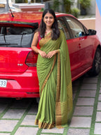 KANI LIGHT GREEN:SEMI CREPE SILK SAREE - aurimo.inKANI LIGHT GREEN:SEMI CREPE SILK SAREE