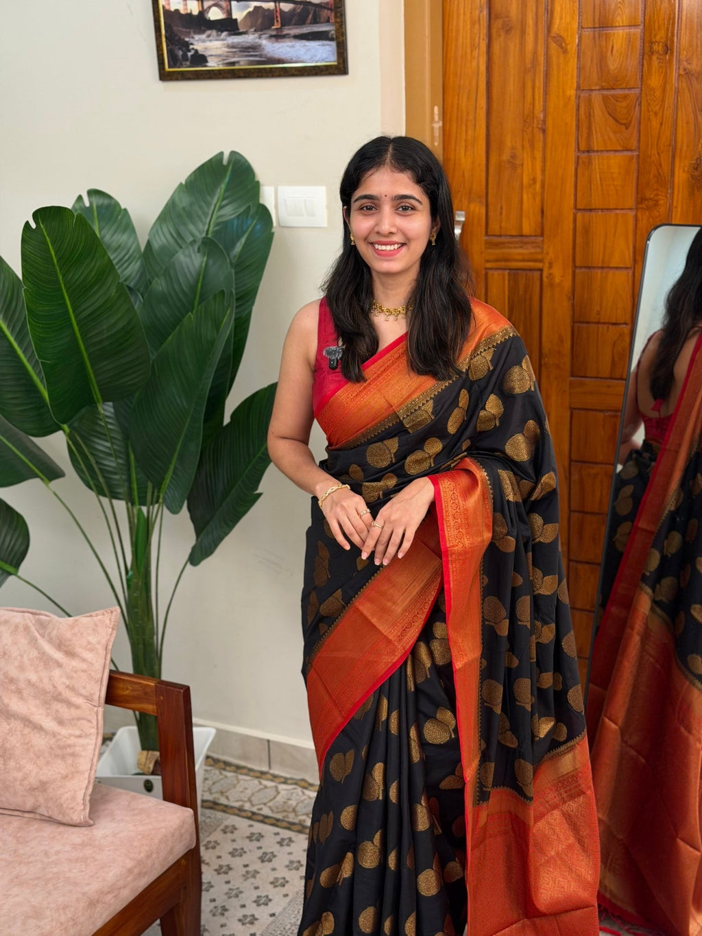 KANIHA BLACK AND REF:SEMI BANARASI SAREE - aurimo.inKANIHA BLACK AND REF:SEMI BANARASI SAREE