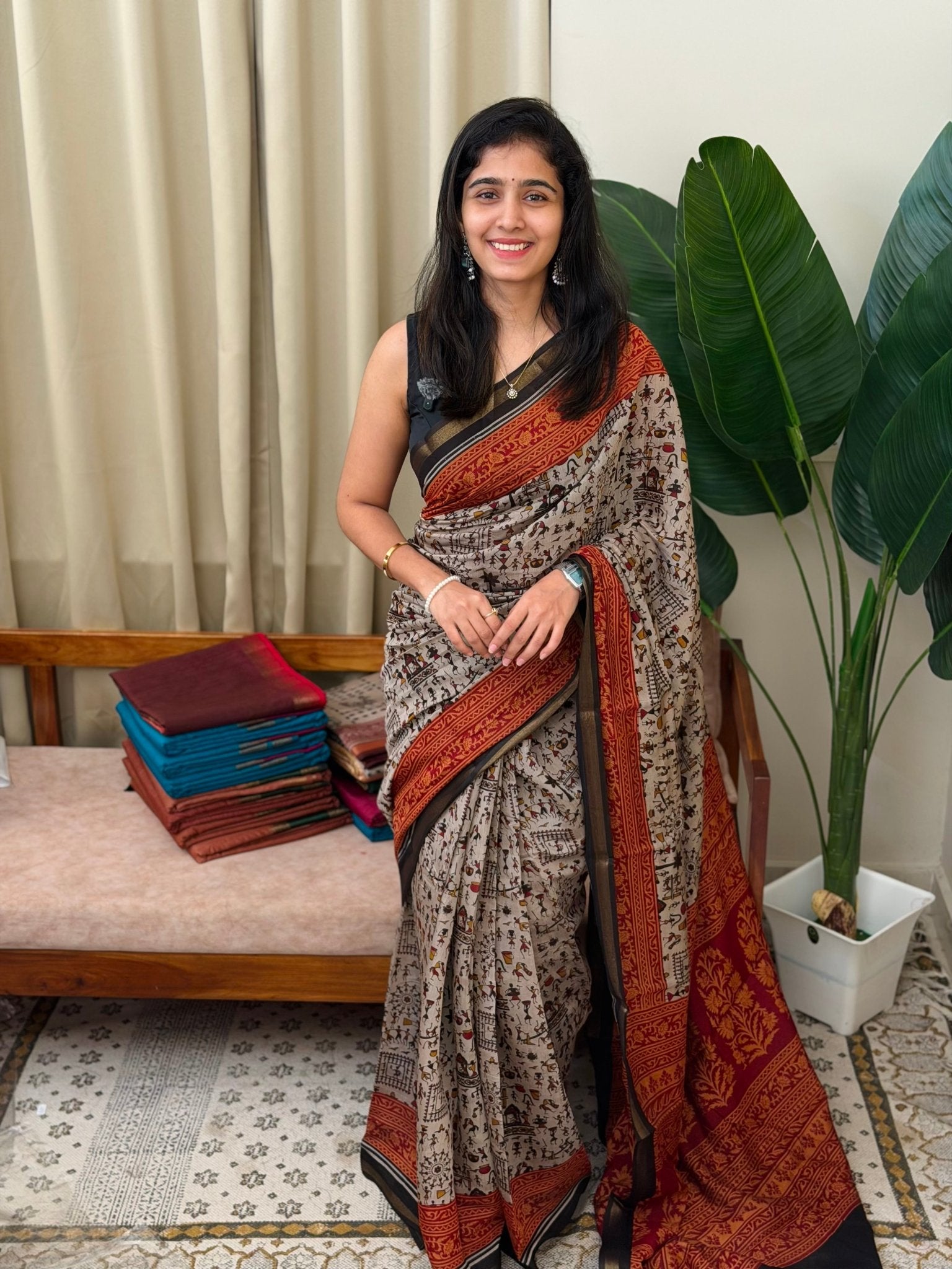 KASHI BLACK BOARDER NEW:CHANDERI SILK SAREE - aurimo.inKASHI BLACK BOARDER NEW:CHANDERI SILK SAREE