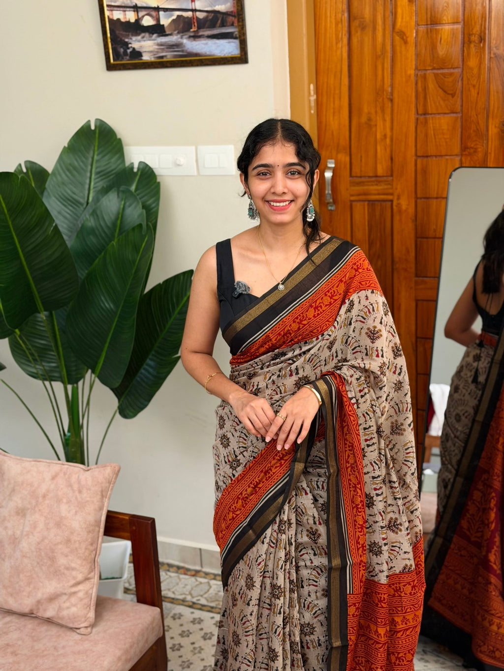 KASHI BLACK BOARDER:CHANDERI SILK SAREE - aurimo.inKASHI BLACK BOARDER:CHANDERI SILK SAREE