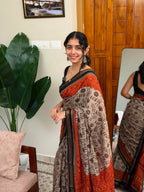 KASHI BLACK BOARDER:CHANDERI SILK SAREE - aurimo.inKASHI BLACK BOARDER:CHANDERI SILK SAREE