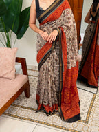KASHI BLACK BOARDER:CHANDERI SILK SAREE - aurimo.inKASHI BLACK BOARDER:CHANDERI SILK SAREE
