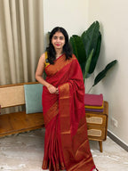 KRISHNA PINKISH MARRON:SEMI BANARASI SAREE - aurimo.inKRISHNA PINKISH MARRON:SEMI BANARASI SAREE