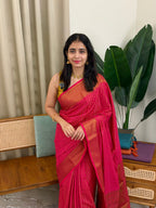 KRISHNA PINK:SEMI BANARASI SAREE - aurimo.inKRISHNA PINK:SEMI BANARASI SAREE