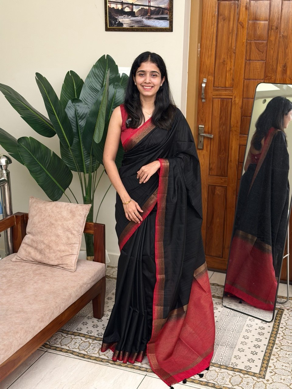 MADHU BLACK:SEMI BANARASI SAREE - aurimo.inMADHU BLACK:SEMI BANARASI SAREE