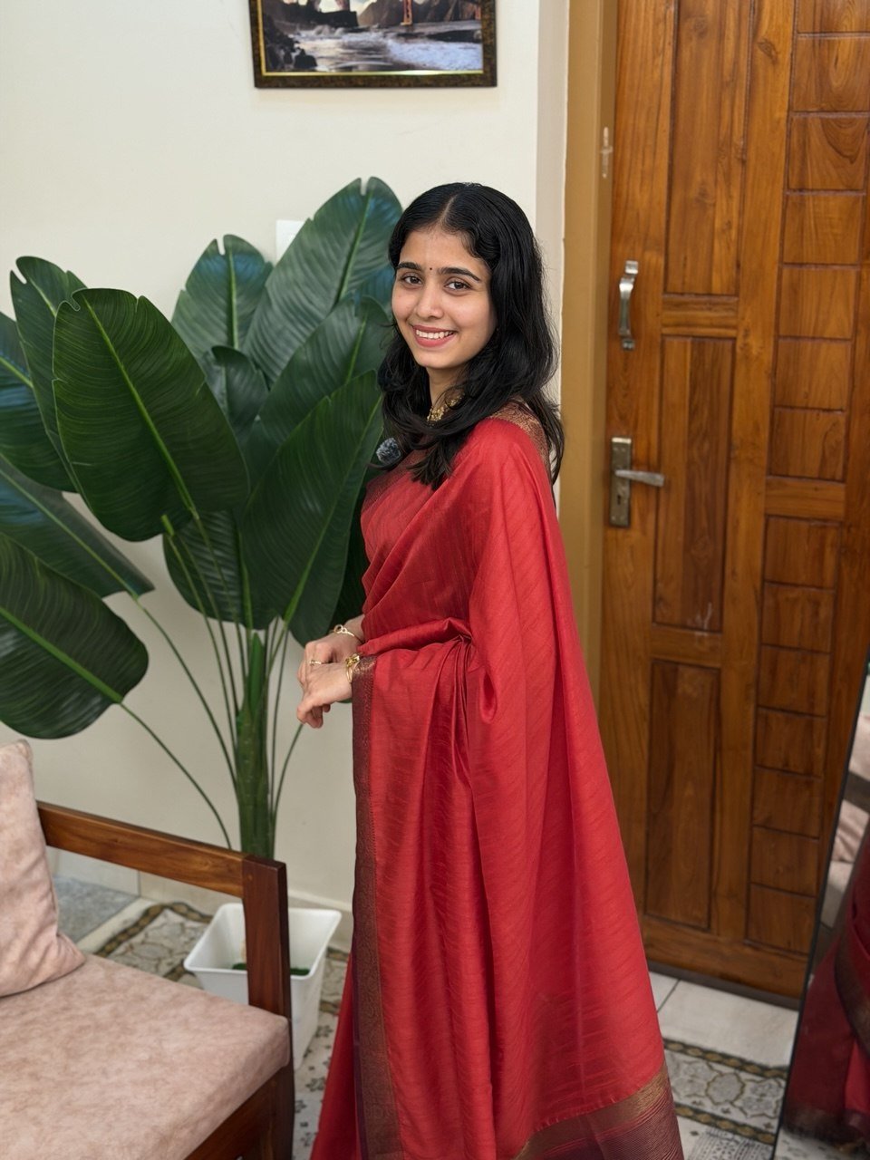 MADHU PINK AND BROWN:SEMI BANARASI SAREE - aurimo.inMADHU PINK AND BROWN:SEMI BANARASI SAREE