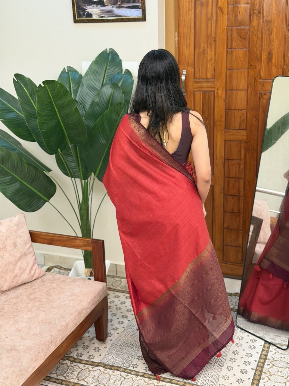 MADHU PINK AND BROWN:SEMI BANARASI SAREE - aurimo.inMADHU PINK AND BROWN:SEMI BANARASI SAREE