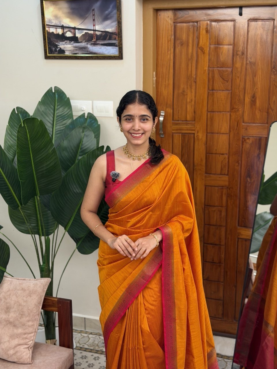 MADHU YELLOW AND PINK:SEMI BANARASI SAREE - aurimo.inMADHU YELLOW AND PINK:SEMI BANARASI SAREE