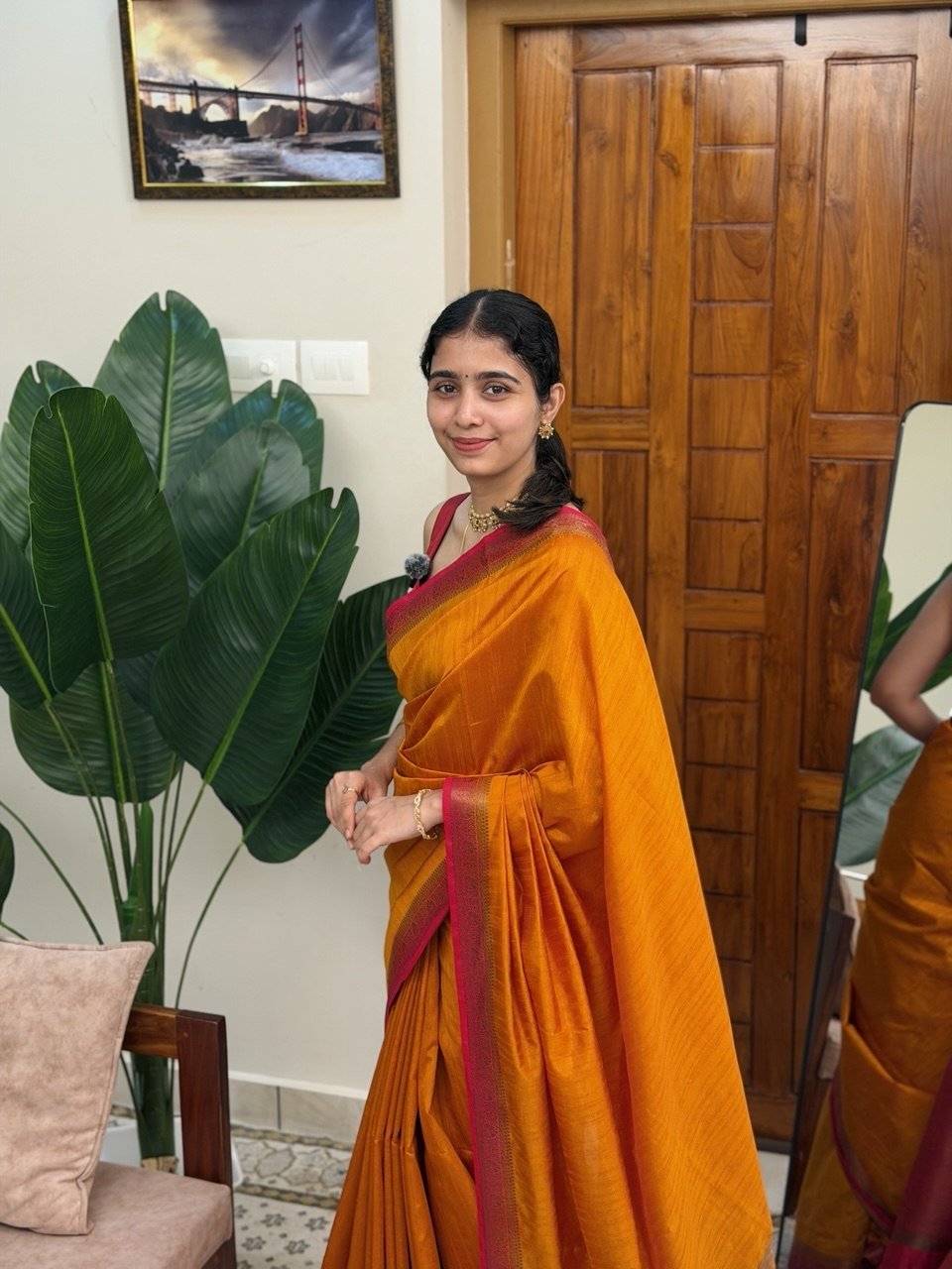 MADHU YELLOW AND PINK:SEMI BANARASI SAREE - aurimo.inMADHU YELLOW AND PINK:SEMI BANARASI SAREE