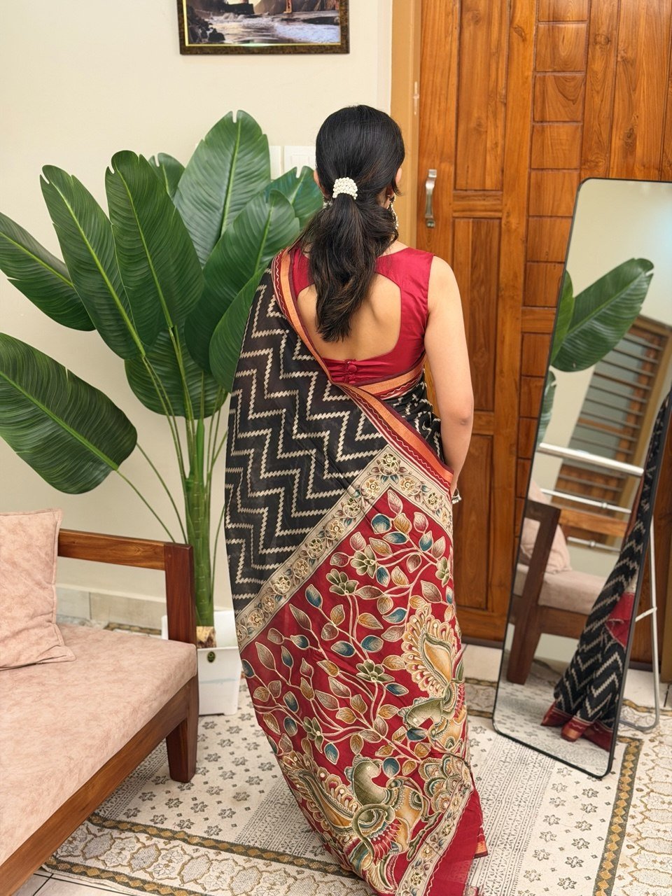 MALA BLACK:CHANDERI SILK SAREE - aurimo.inMALA BLACK:CHANDERI SILK SAREE