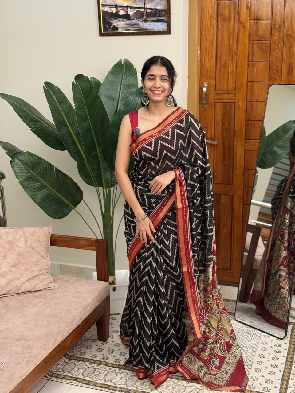 MALA BLACK:CHANDERI SILK SAREE - aurimo.inMALA BLACK:CHANDERI SILK SAREE