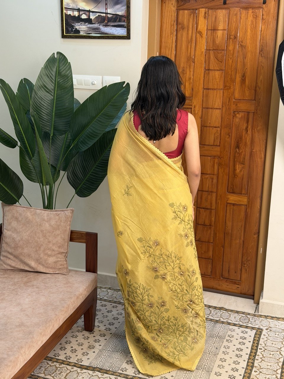 MALAR NEW YELLOW:CHANDERI COTTON SAREE - aurimo.inMALAR NEW YELLOW:CHANDERI COTTON SAREE