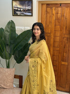 MALAR NEW YELLOW:CHANDERI COTTON SAREE - aurimo.inMALAR NEW YELLOW:CHANDERI COTTON SAREE