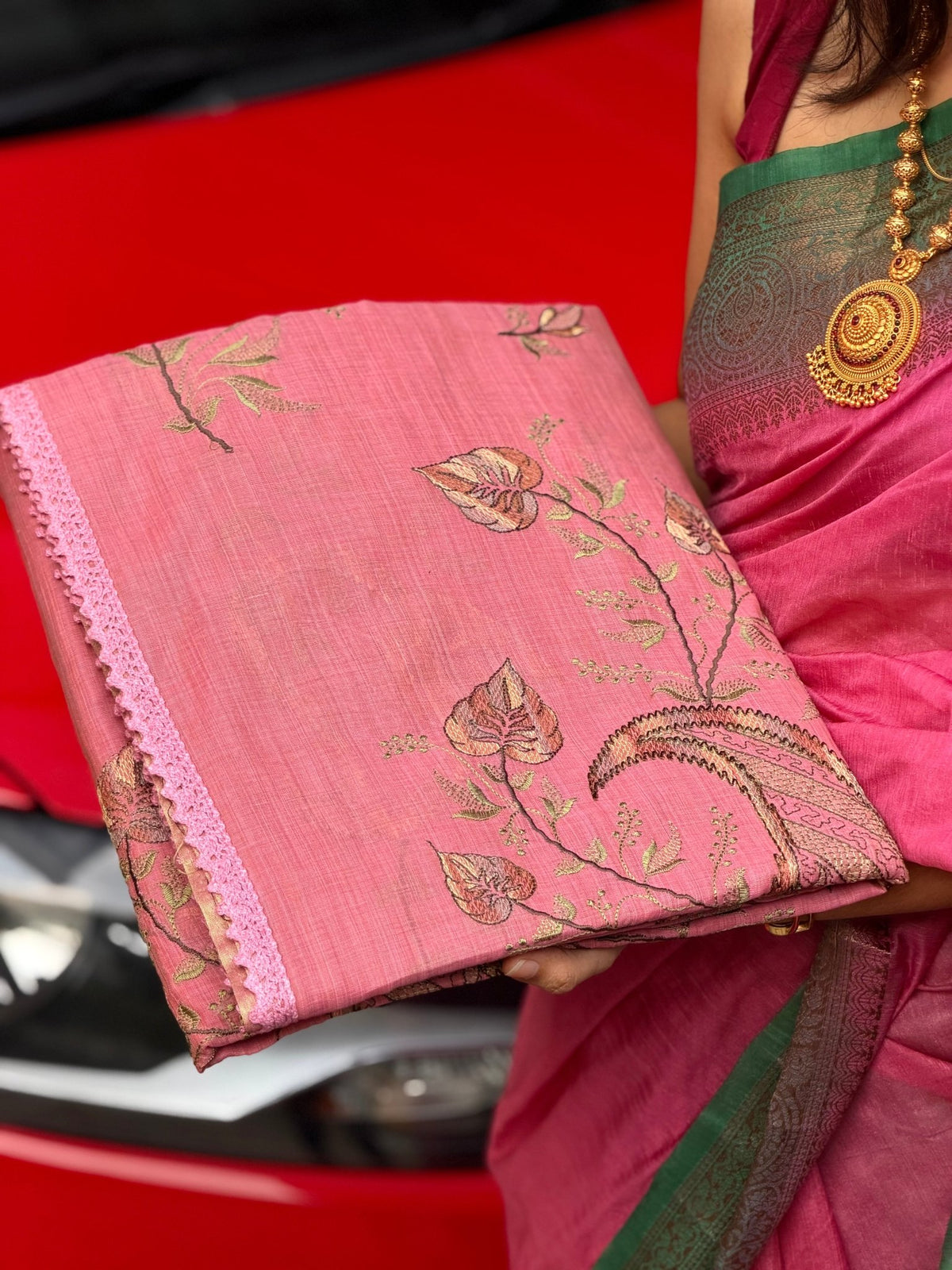 MALAR PINK:CHANDERI COTTON SAREE - aurimo.inMALAR PINK:CHANDERI COTTON SAREE