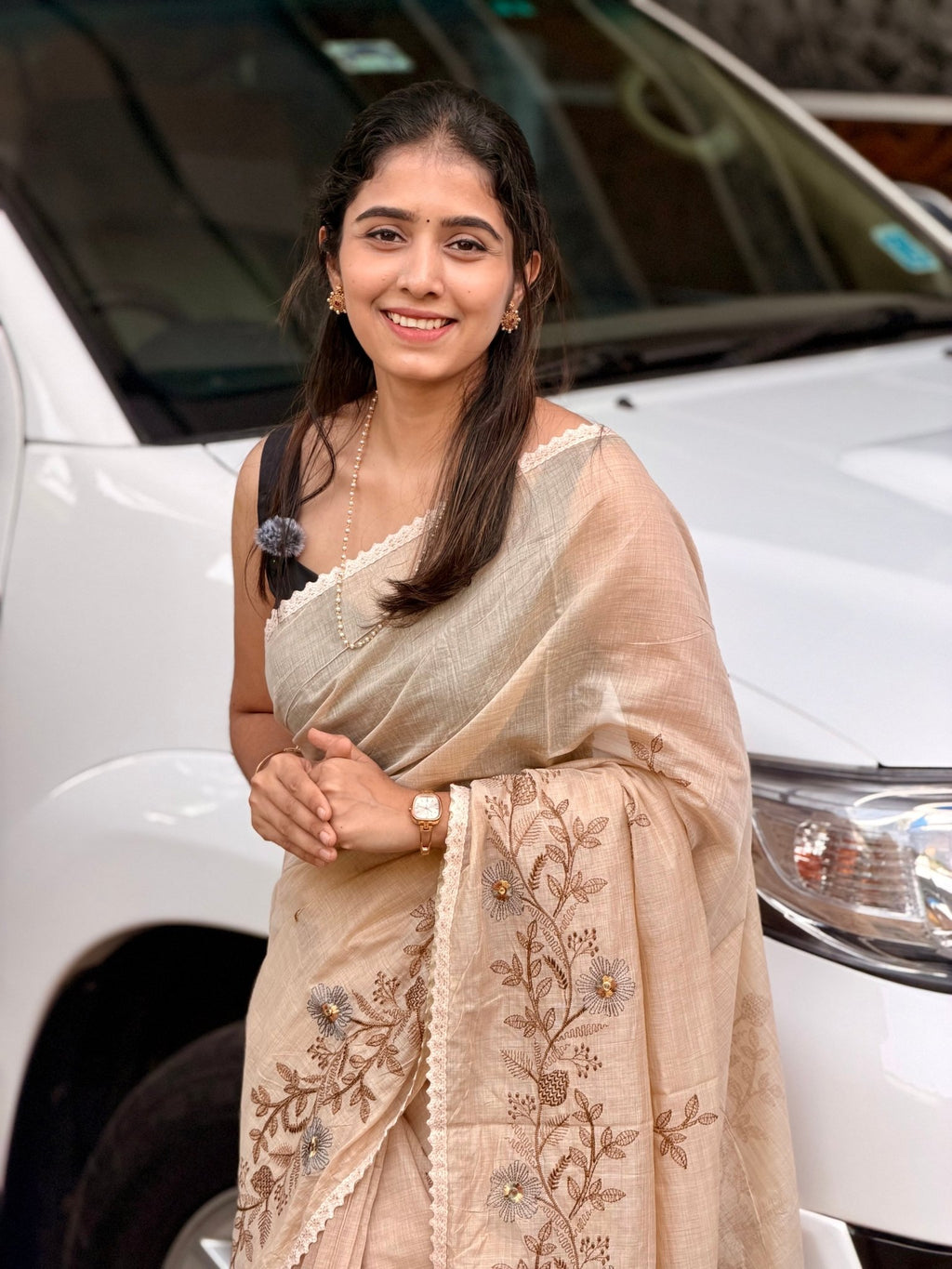 MALAR SANDLE:CHANDERI COTTON SAREE - aurimo.inMALAR SANDLE:CHANDERI COTTON SAREE