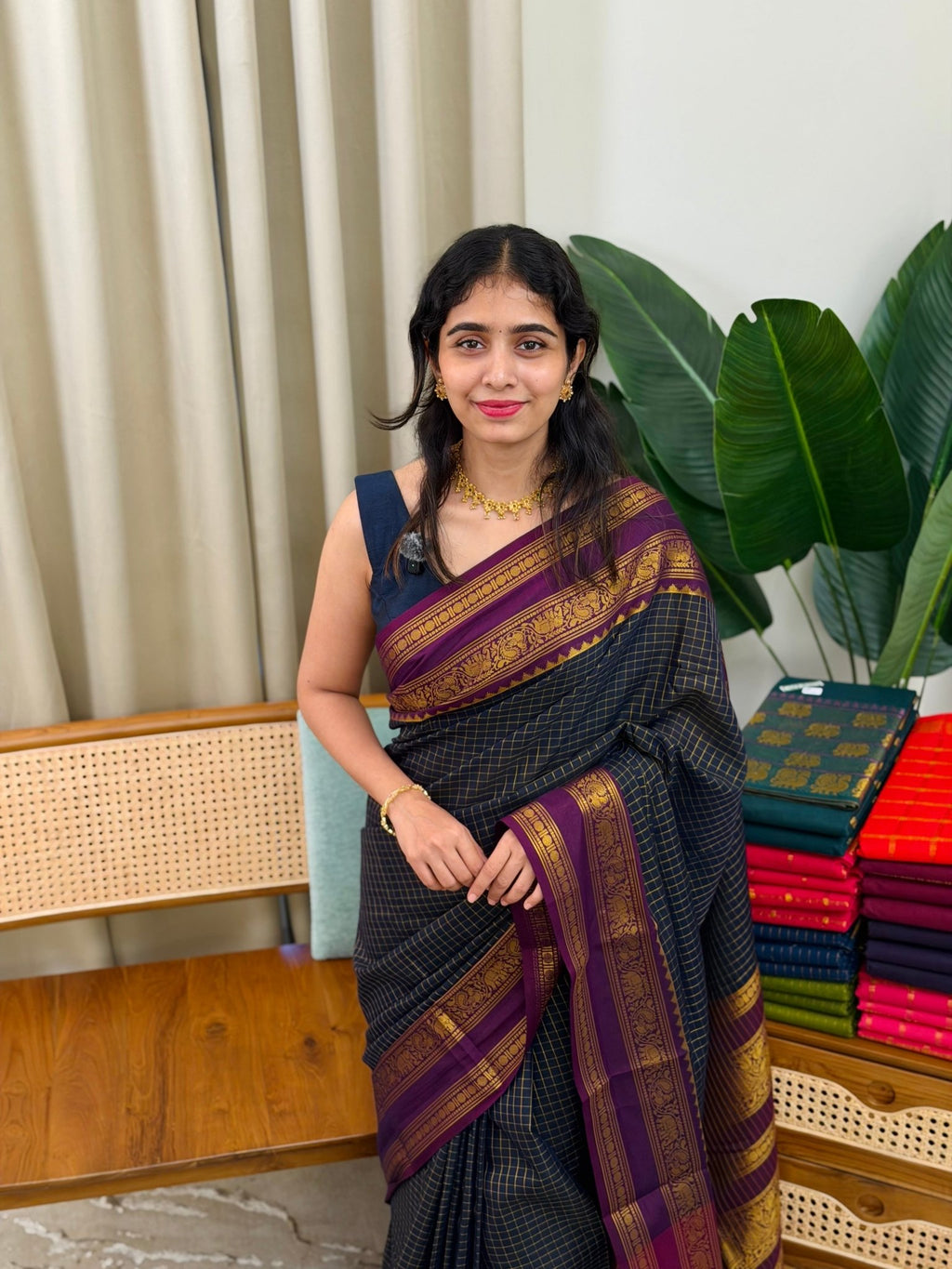 MALLI BLUE: PREMIUM KALYANI COTTON SAREE - aurimo.inMALLI BLUE: PREMIUM KALYANI COTTON SAREE