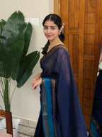 MALLIKA BLUE:PREMIUM LINEN JUTE SAREE - aurimo.inMALLIKA BLUE:PREMIUM LINEN JUTE SAREE