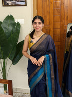 MALLIKA BLUE:PREMIUM LINEN JUTE SAREE - aurimo.inMALLIKA BLUE:PREMIUM LINEN JUTE SAREE