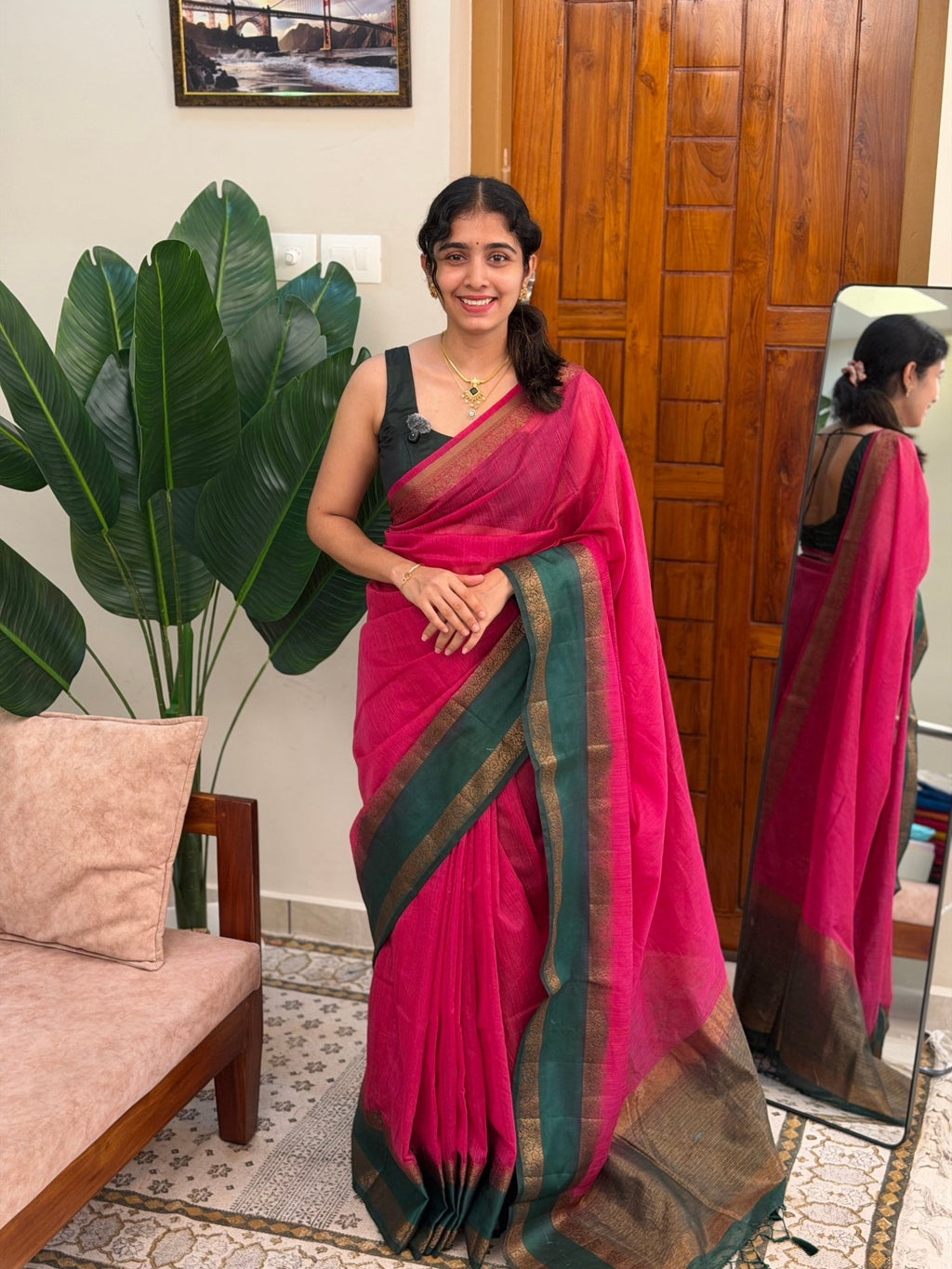 MALLIKA PINK:PREMIUM LINEN JUTE SAREE - aurimo.inMALLIKA PINK:PREMIUM LINEN JUTE SAREE